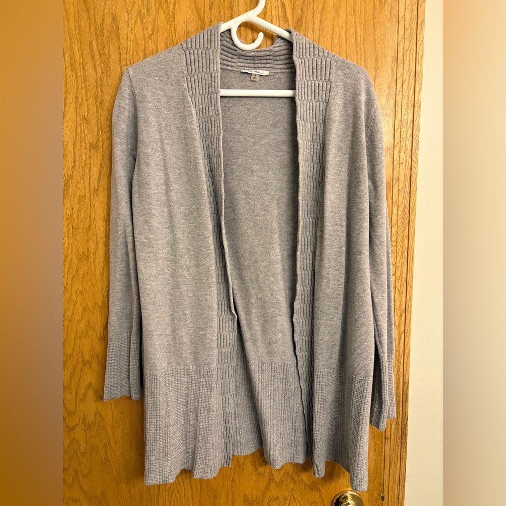Elegant Light Gray Open Front Cardigan